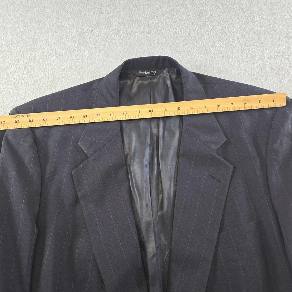 Vintage Burberrys Suit‎ Jacket Mens M Blue Striped Wool Single-Breasted 2 Button